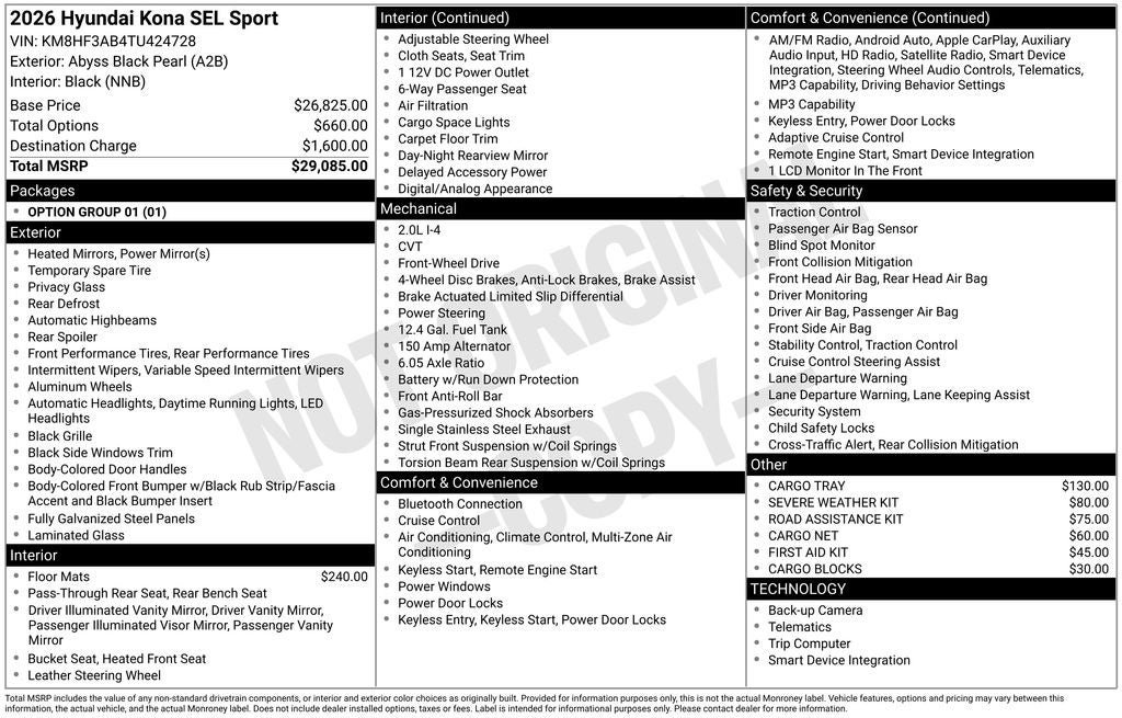 New 2026 Hyundai Kona SEL Sport FWD image 20