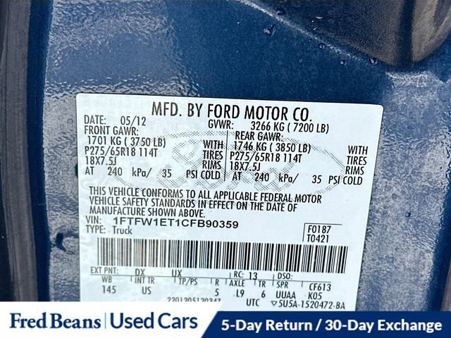 Used 2012 Ford F150 XLT w/ XLT Chrome Pkg image 27