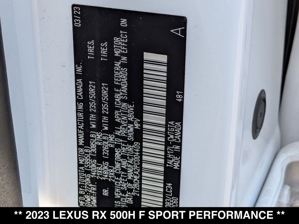 Used 2023 Lexus RX 500h F Sport w/ Accessory Package (Z1) AWD/4WD image 27