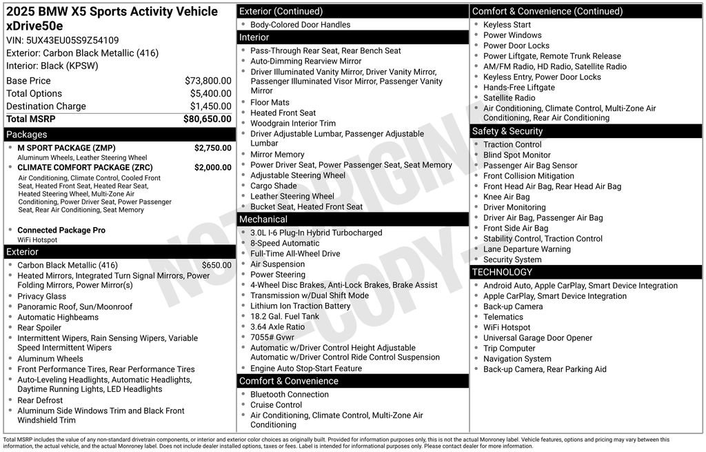 Used 2025 BMW X5 xDrive50e w/ M Sport Package AWD/4WD image 6