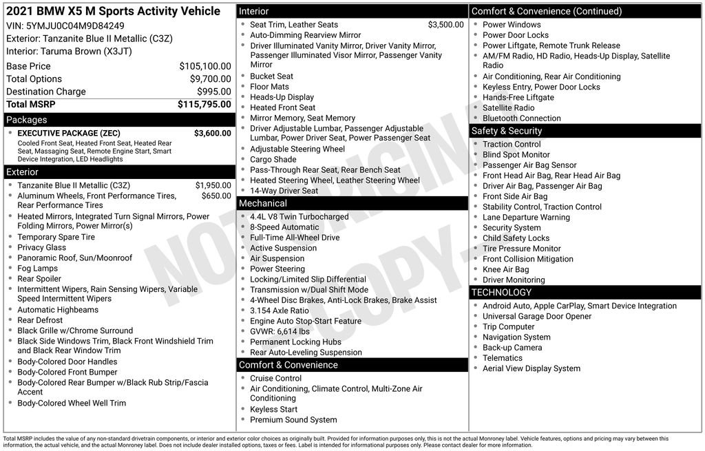 Used 2021 BMW X5 M w/ Executive Package image 5