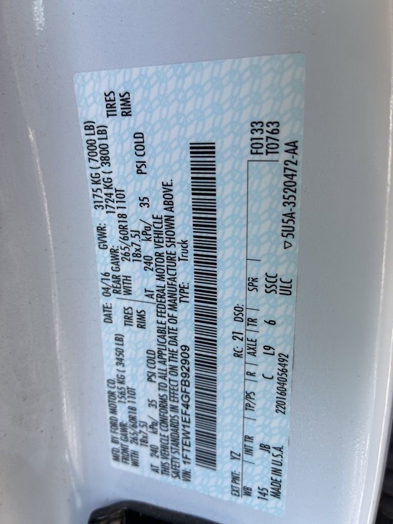 Used 2016 Ford F150 XLT w/ Equipment Group 302A Luxury AWD/4WD image 16