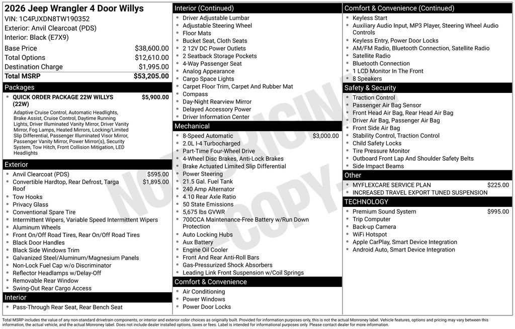 New 2026 Jeep Wrangler Unlimited Sport AWD/4WD image 15