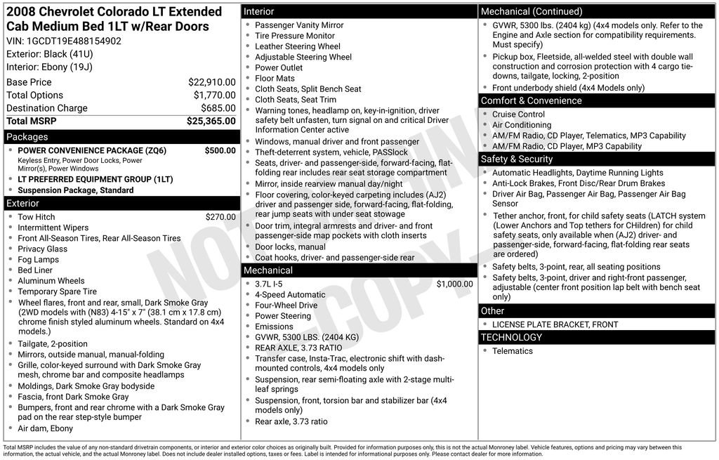 Used 2008 Chevrolet Colorado LT w/ Power Convenience Package AWD/4WD image 31