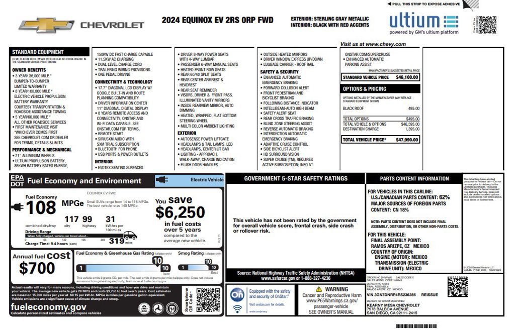 Used 2024 Chevrolet Equinox EV RS FWD image 2