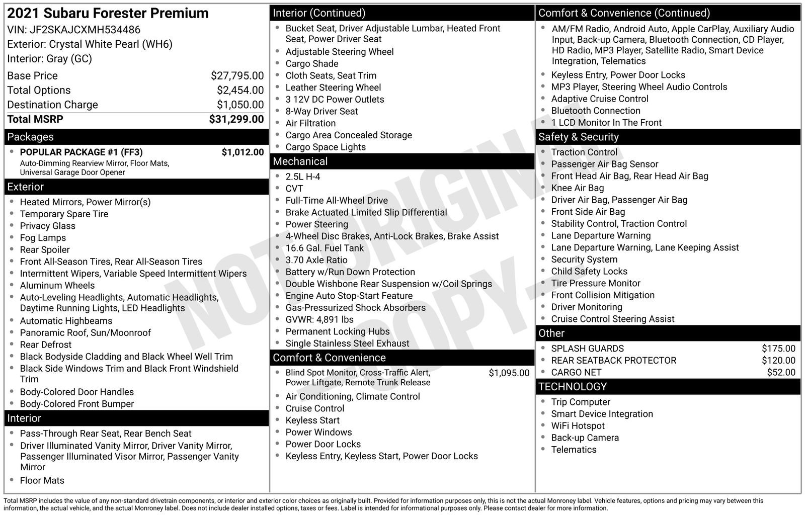 Certified 2021 Subaru Forester Premium w/ Popular Package #1 image 7