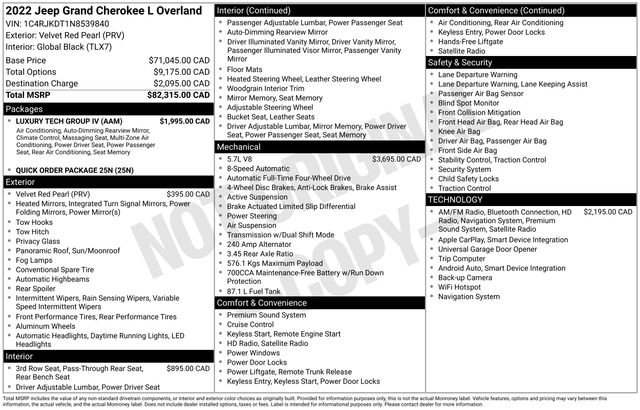 Used 2022 Jeep Grand Cherokee L Overland w/ Luxury Tech Group IV image 40