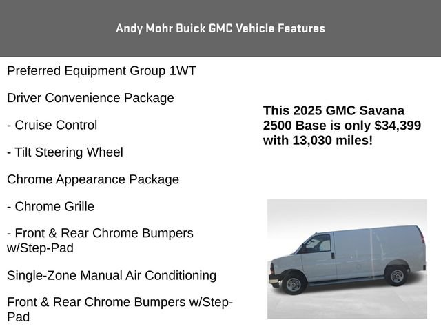 Used 2025 GMC Savana 2500 w/ Driver Convenience Package RWD image 8