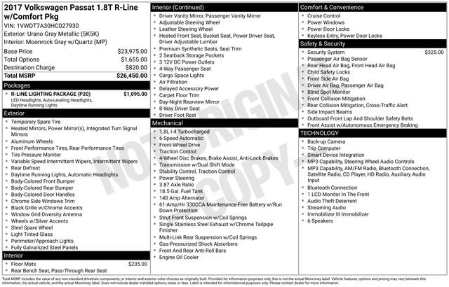 Used 2017 Volkswagen Passat 1.8T R-Line w/ R-Line Lighting Package FWD image 7