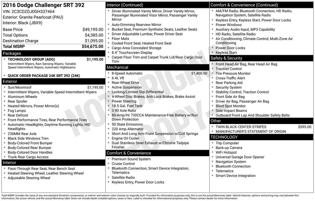 Used 2016 Dodge Challenger SRT w/ Technology Group image 6