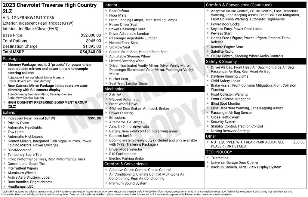 Used 2023 Chevrolet Traverse High Country FWD image 21