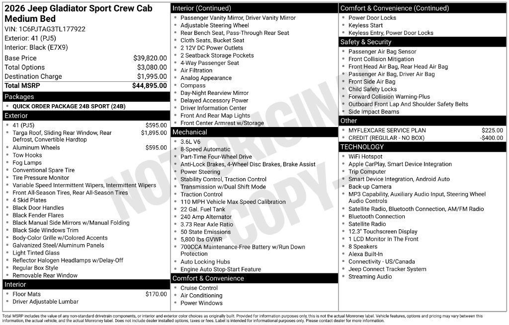 New 2026 Jeep Gladiator Sport AWD/4WD image 7