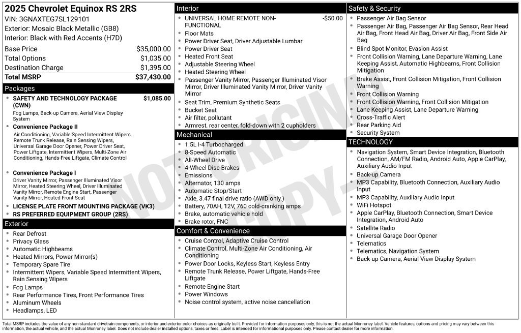 Used 2025 Chevrolet Equinox RS w/ Safety and Technology Package AWD/4WD image 12