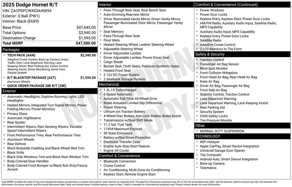 New 2025 Dodge Hornet R/T w/ Tech Pack image 3