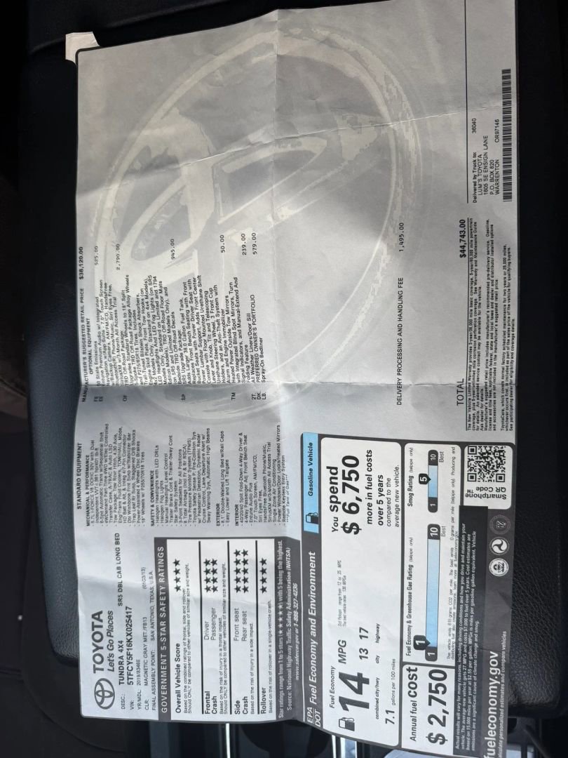 Used 2019 Toyota Tundra SR5 w/ TRD Off Road Package AWD/4WD image 38