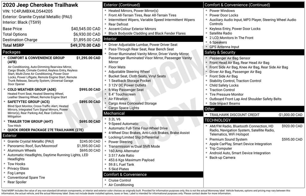 Used 2020 Jeep Cherokee Trailhawk w/ Comfort & Convenience Group image 5