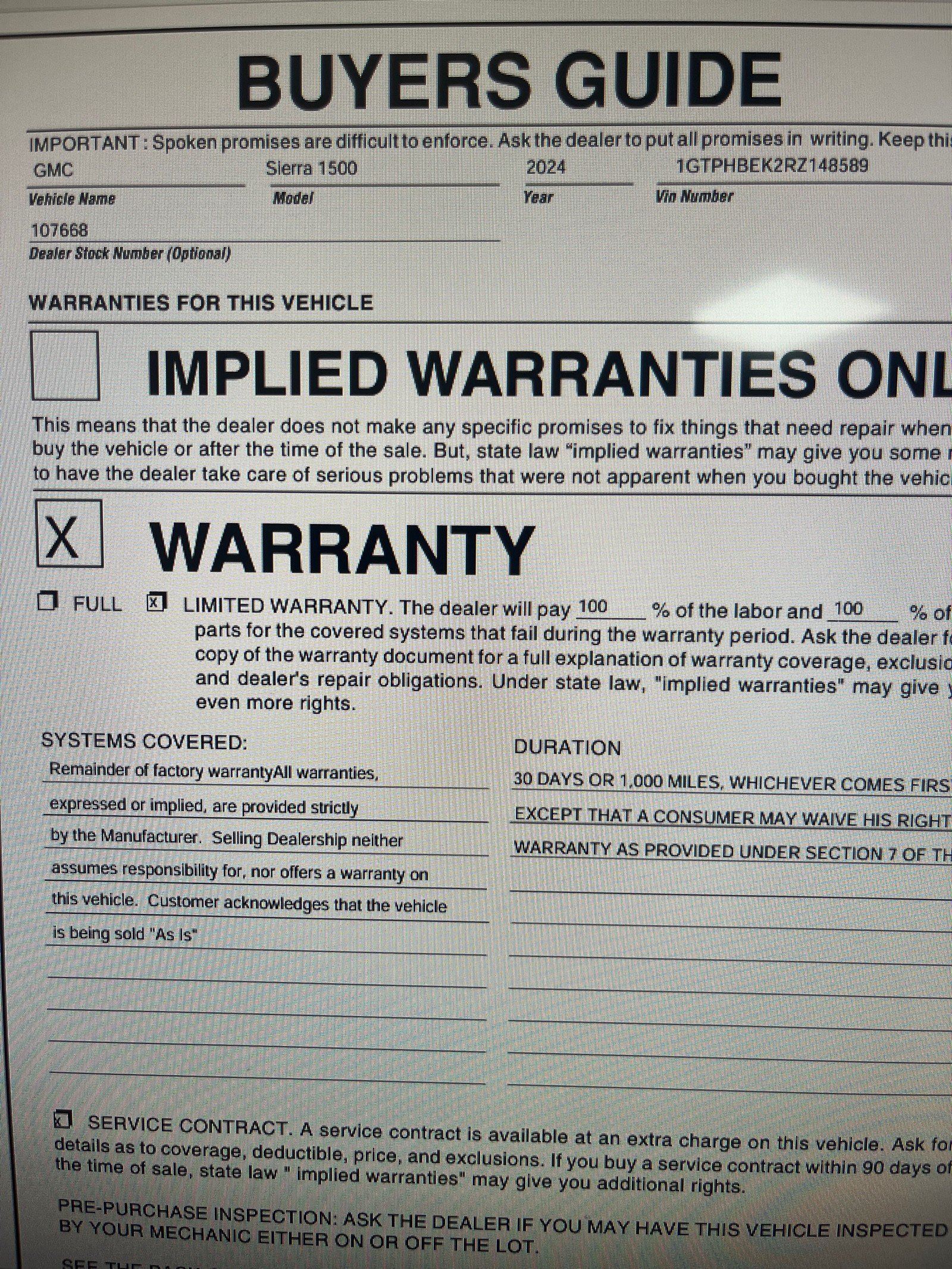 Used 2024 GMC Sierra 1500 SLE RWD image 15
