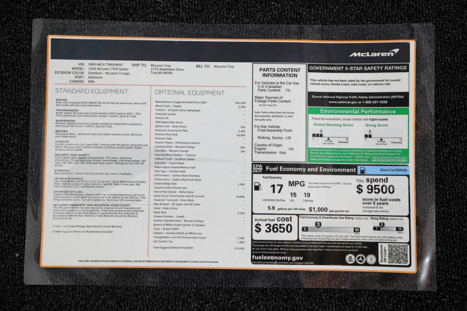 Used 2026 McLaren 750S Spider RWD image 4