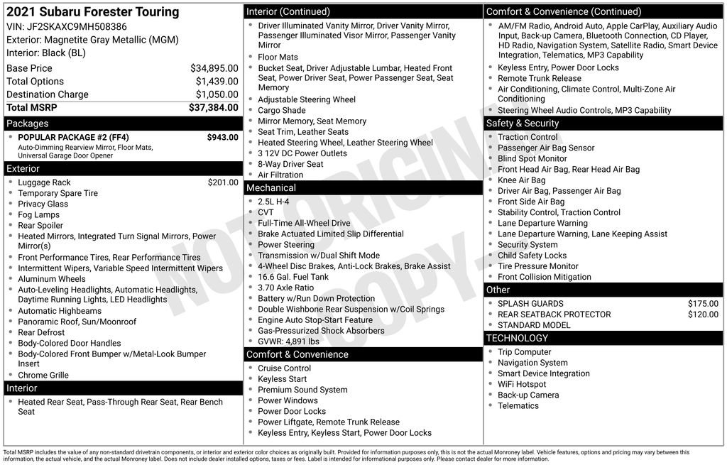 Used 2021 Subaru Forester Touring w/ Popular Package #2 AWD/4WD image 25