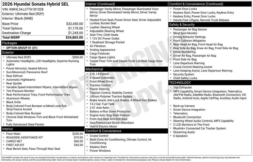 New 2026 Hyundai Sonata SEL FWD image 4