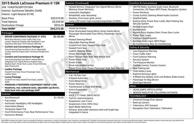 Used 2015 Buick LaCrosse Premium w/ Driver Confidence Package #1 image 19