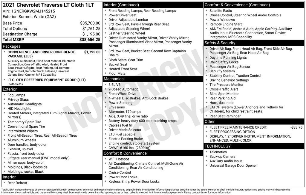Used 2021 Chevrolet Traverse LT image 6