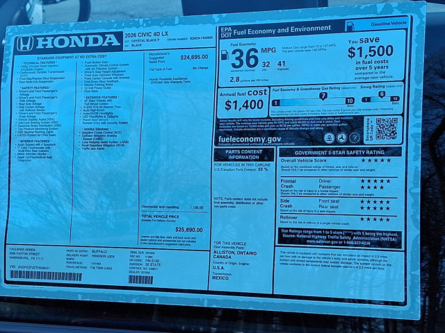 New 2026 Honda Civic LX image 21