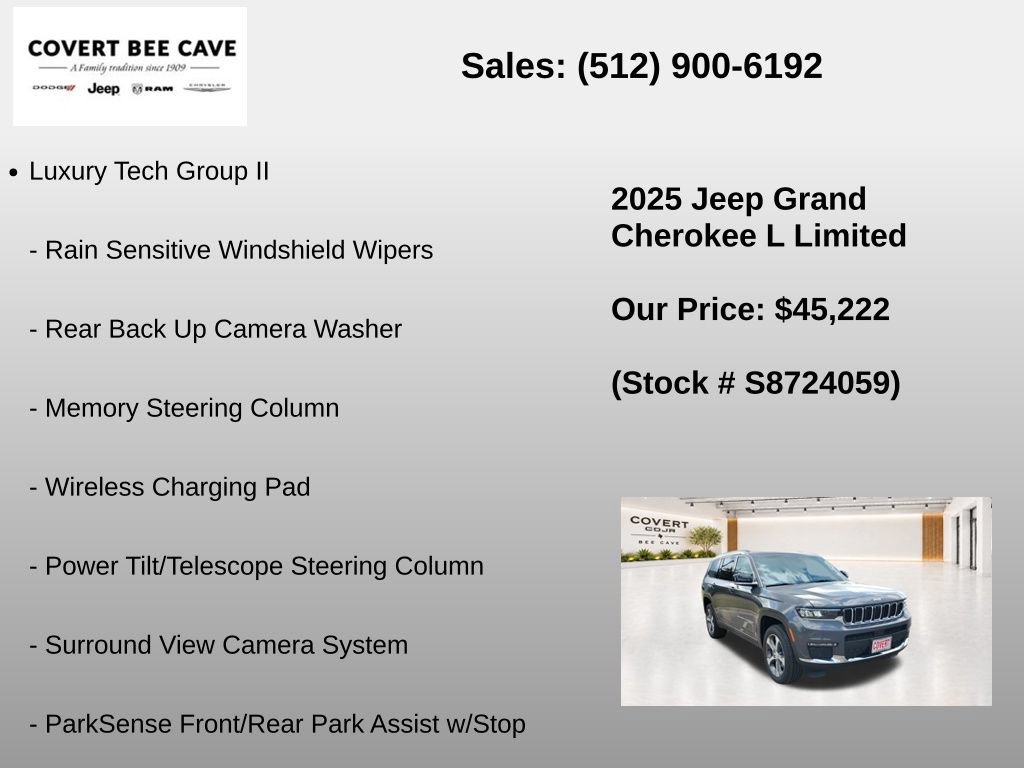 New 2025 Jeep Grand Cherokee L Limited w/ Luxury Tech Group II RWD image 13