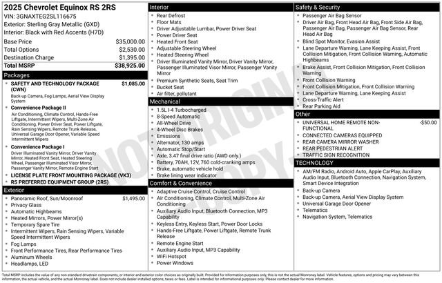 Certified 2025 Chevrolet Equinox RS w/ Safety and Technology Package AWD/4WD image 33