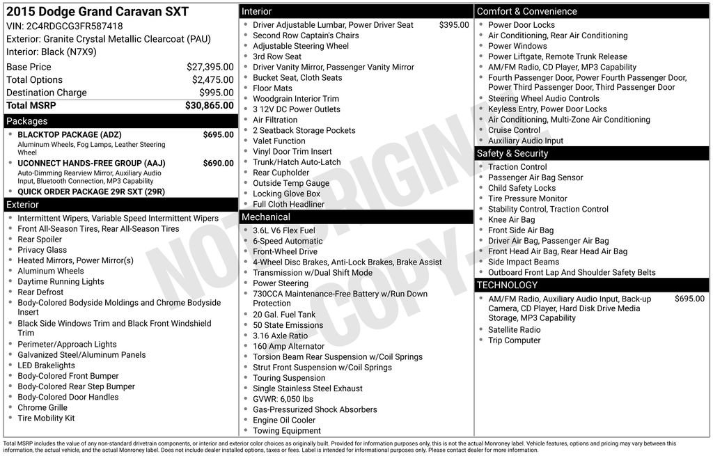 Used 2015 Dodge Grand Caravan SXT w/ Blacktop Package FWD image 4