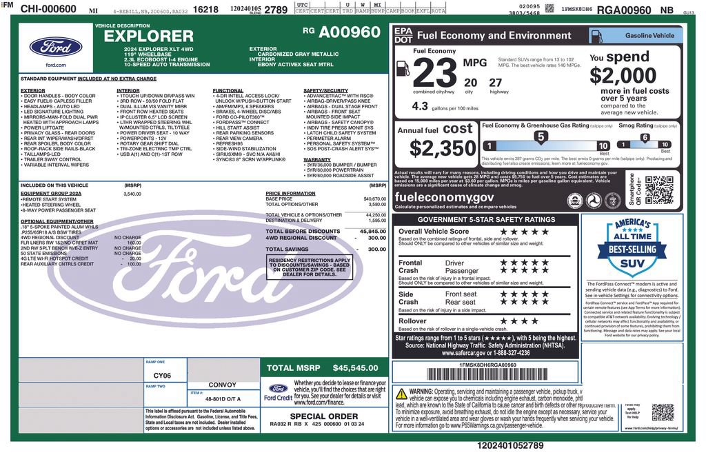 Certified 2024 Ford Explorer XLT w/ Equipment Group 202A AWD/4WD image 24