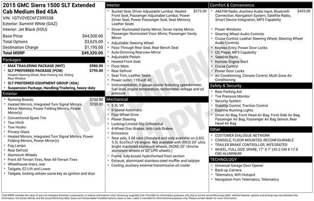 Used 2015 GMC Sierra 1500 SLT w/ Max Trailering Package image 2