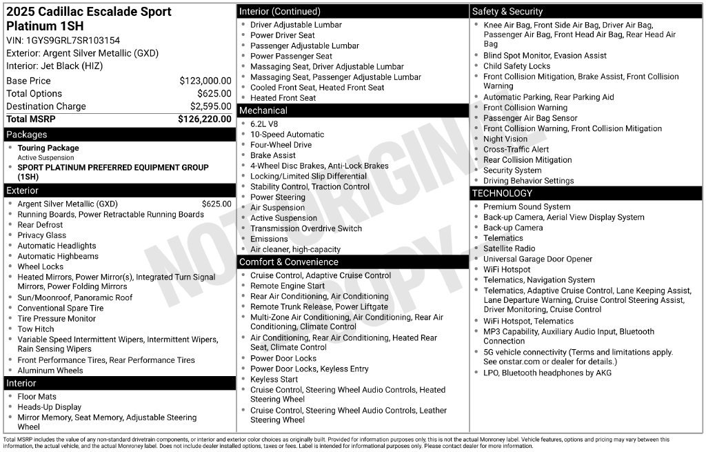 Certified 2025 Cadillac Escalade Sport Platinum AWD/4WD image 5