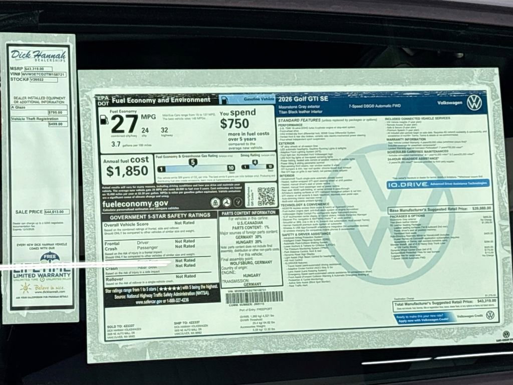 New 2026 Volkswagen GTI SE image 25