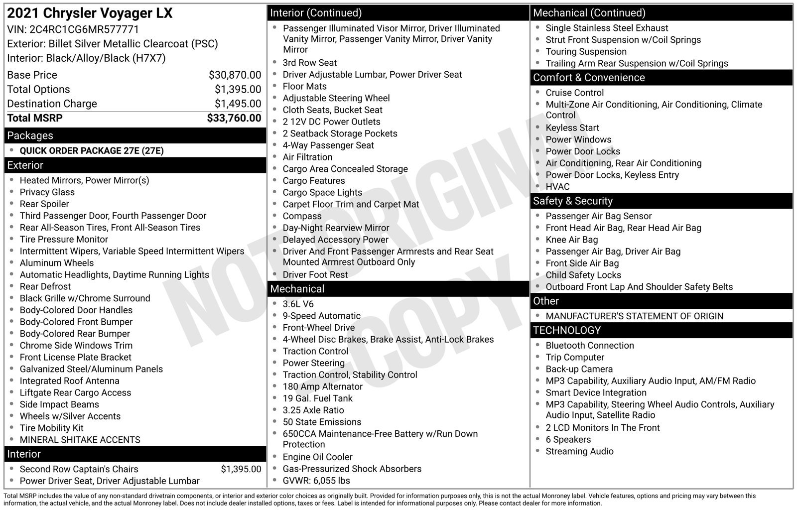 Used 2021 Chrysler Voyager LX FWD image 27