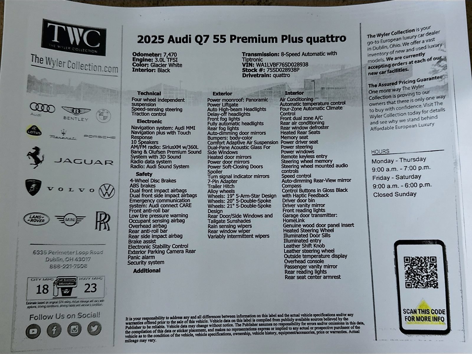 Used 2025 Audi Q7 3.0T Premium Plus w/ Premium Plus Package AWD/4WD image 49