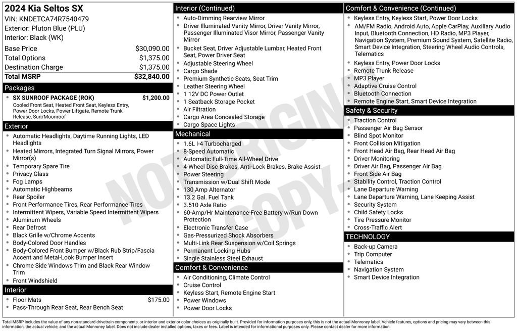Certified 2024 Kia Seltos SX w/ SX Sunroof Package image 7