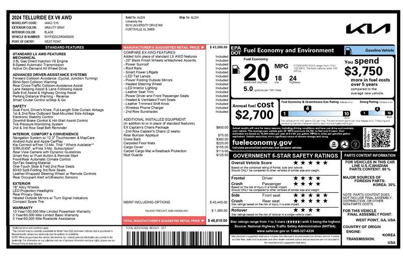 Used 2024 Kia Telluride EX w/ EX Captain's Chair Package image 42