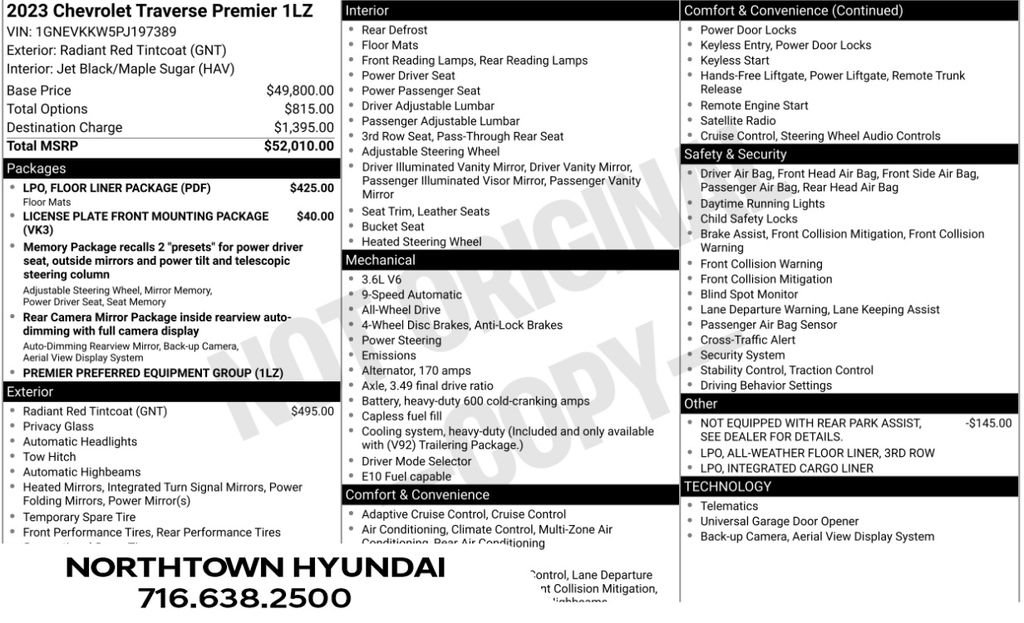 Used 2023 Chevrolet Traverse Premier w/ LPO, Floor Liner Package AWD/4WD image 7