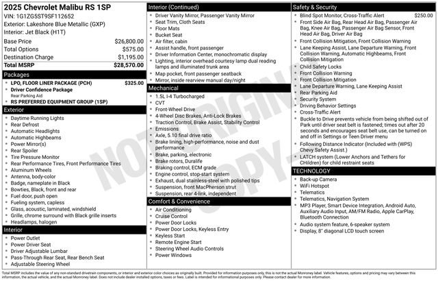 Used 2025 Chevrolet Malibu RS w/ LPO, Floor Liner Package FWD image 26