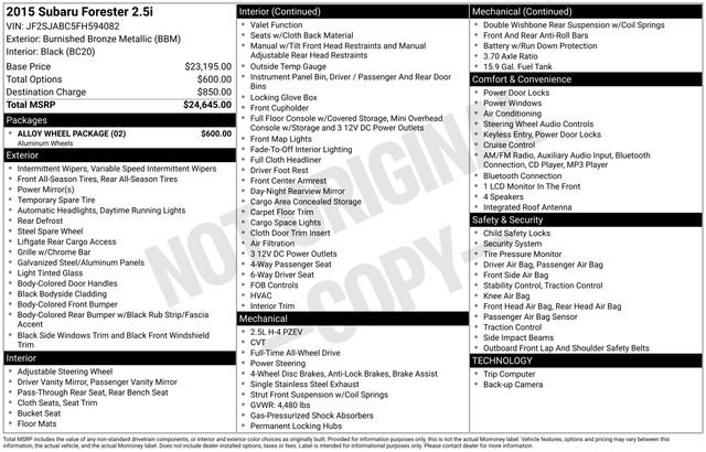 Used 2015 Subaru Forester 2.5i w/ Alloy Wheel Package image 7