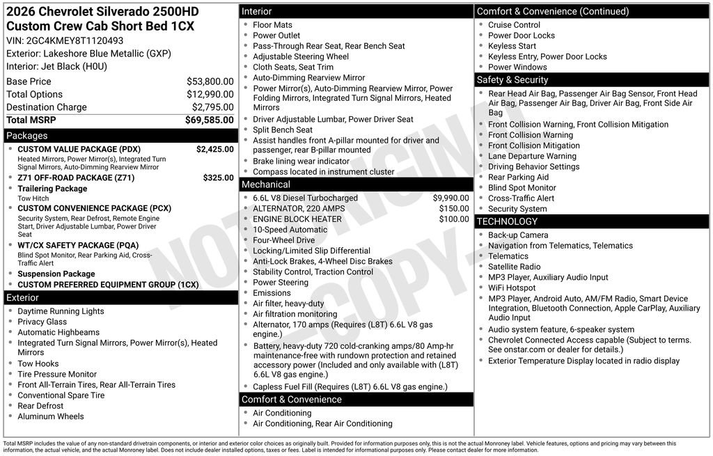 Used 2026 Chevrolet Silverado 2500 Custom w/ Custom Value Package AWD/4WD image 11