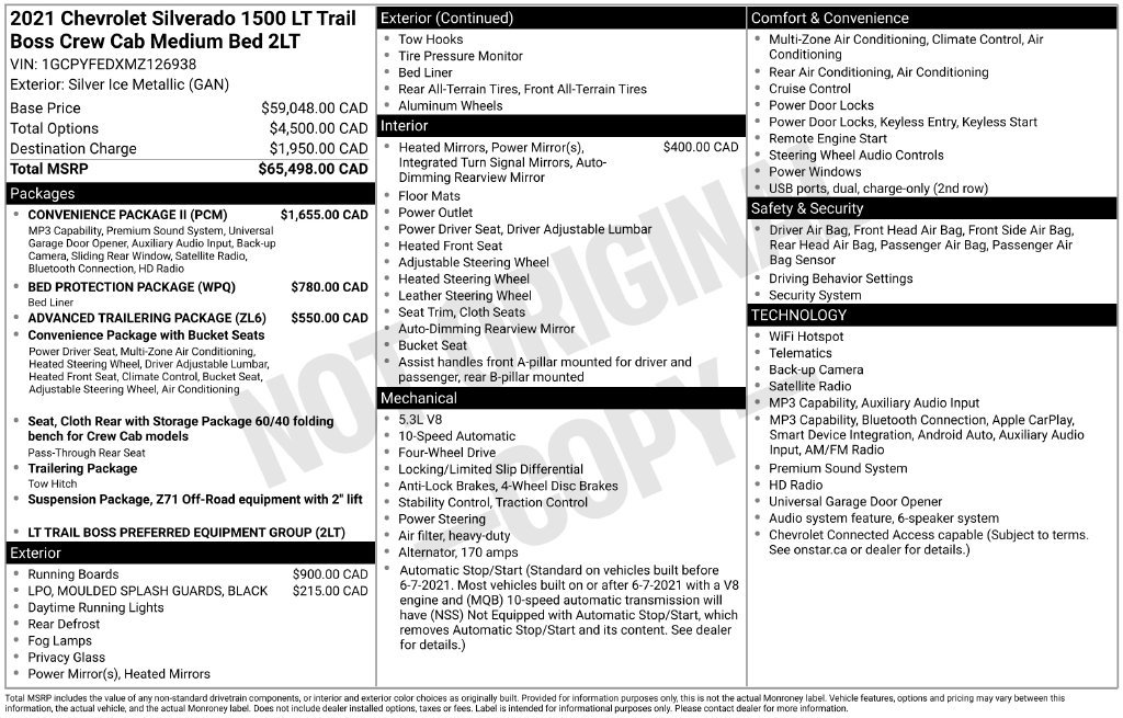 Used 2021 Chevrolet Silverado 1500 LT Trail Boss w/ Convenience Package II AWD/4WD image 43