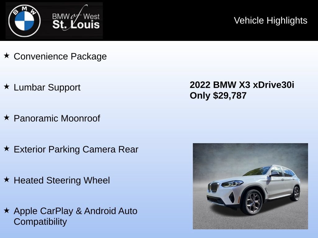 Used 2022 BMW X3 xDrive30i w/ Convenience Package AWD/4WD image 9