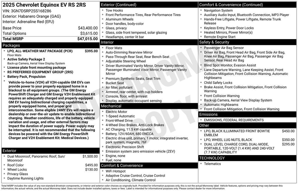 New 2025 Chevrolet Equinox EV RS w/ LPO, All-Weather Mat Package image 4
