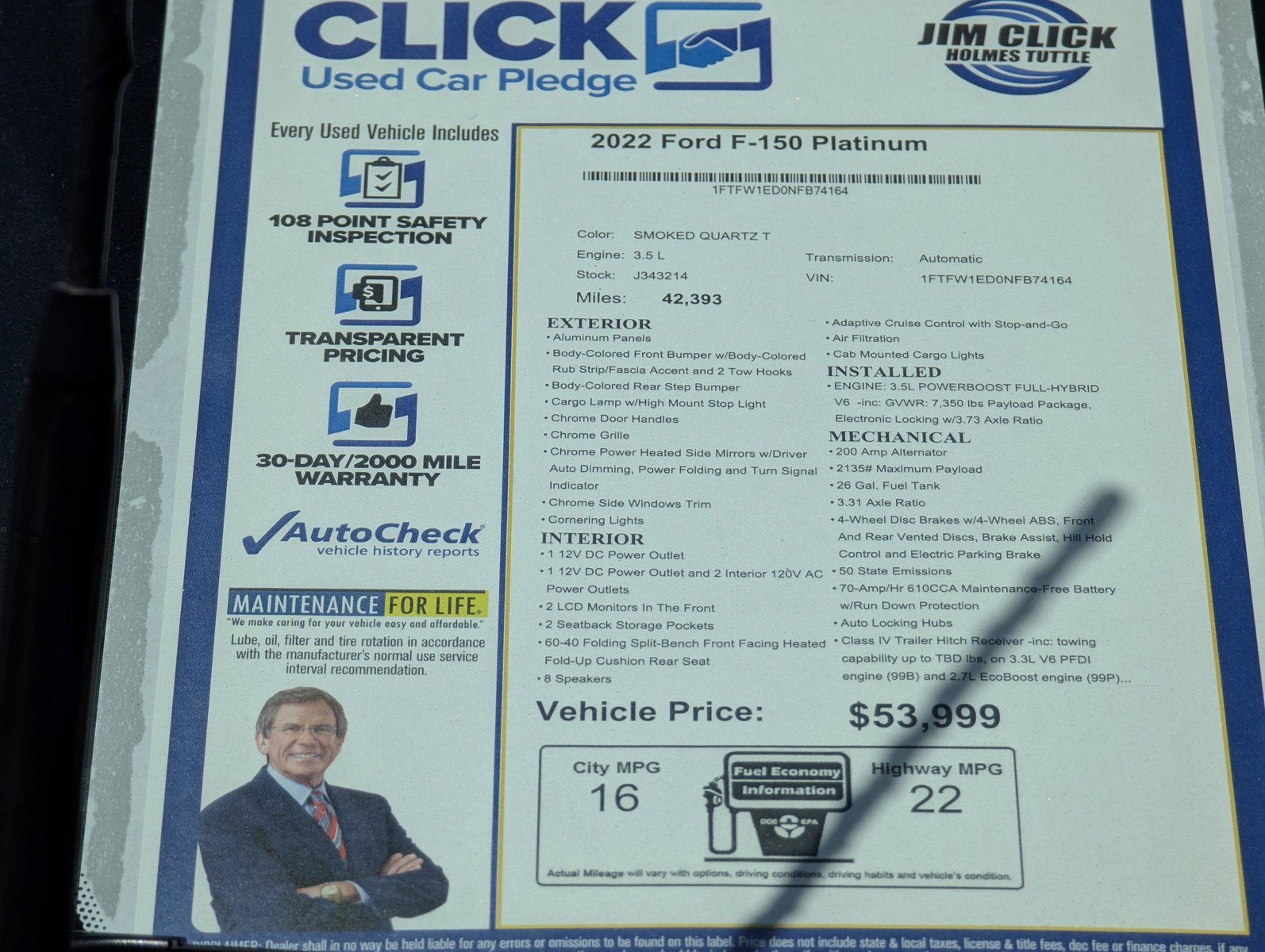 Certified 2022 Ford F150 Platinum w/ Equipment Group 701A High AWD/4WD image 16