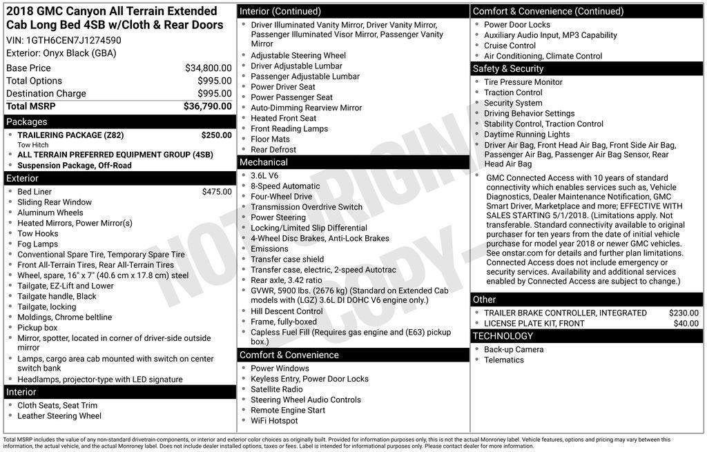 Certified 2018 GMC Canyon All Terrain w/ Trailering Package AWD/4WD image 10