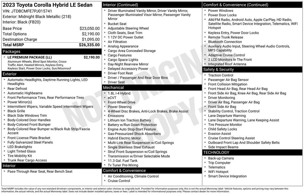 Used 2023 Toyota Corolla LE w/ LE Premium Package FWD image 38