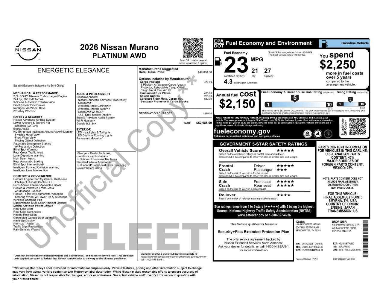Certified 2026 Nissan Murano Platinum w/ Cargo Package AWD/4WD image 36