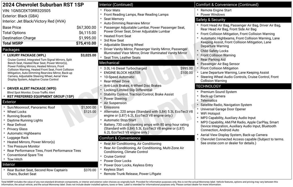 Used 2024 Chevrolet Suburban RST w/ Luxury Package RWD image 5